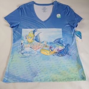 NWT New Art & Sol V-neck Short Sleeve UPF50 Protection Top Shirt